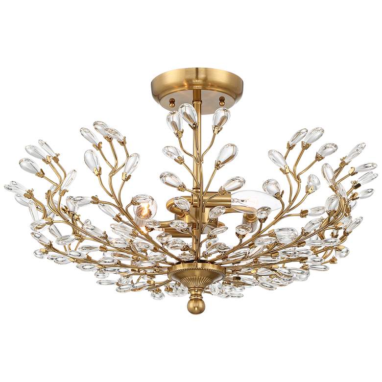 Image 2 Brielle 18 1/2" Wide 4-Light Brass Branch and Crystal Ceiling Light