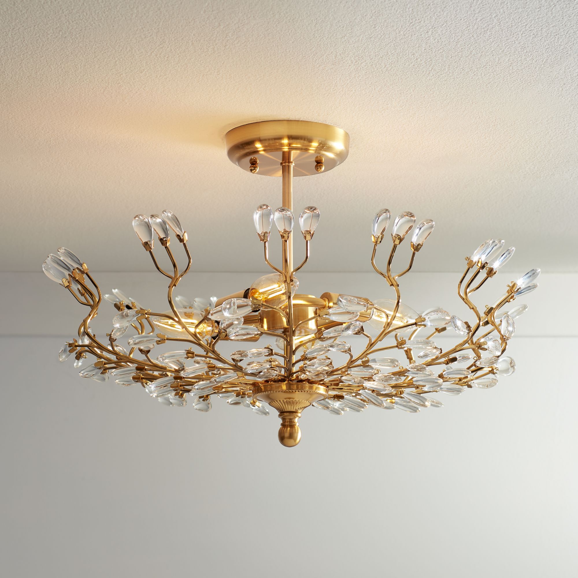 crystal semi flush mount light fixture