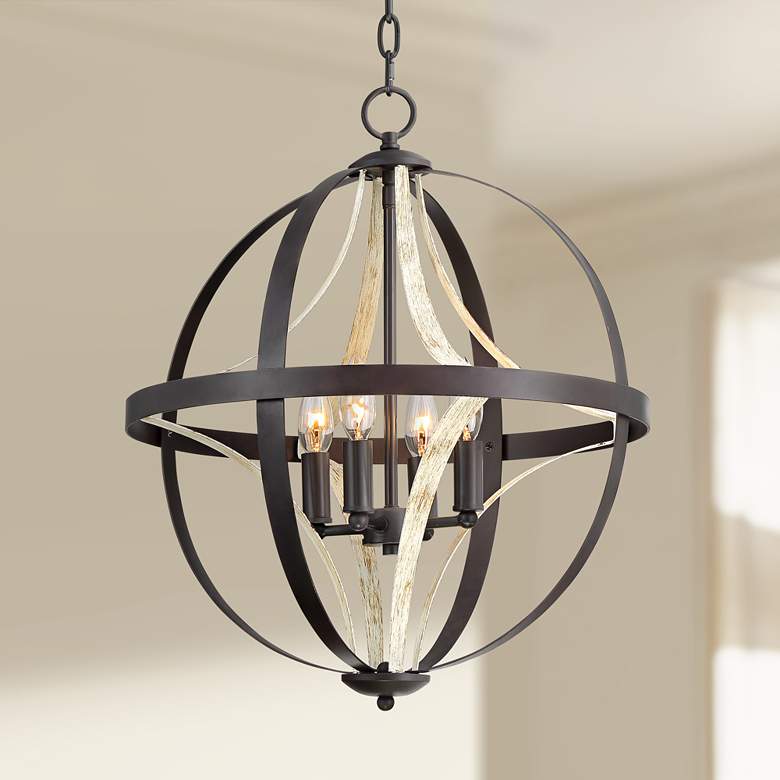 Image 1 Brielle 18" Wide Oil-Rubbed Bronze 4-Light Orb Pendant Light