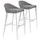 Brielle 30" Chrome and Gray Fabric Barstool Set of 2