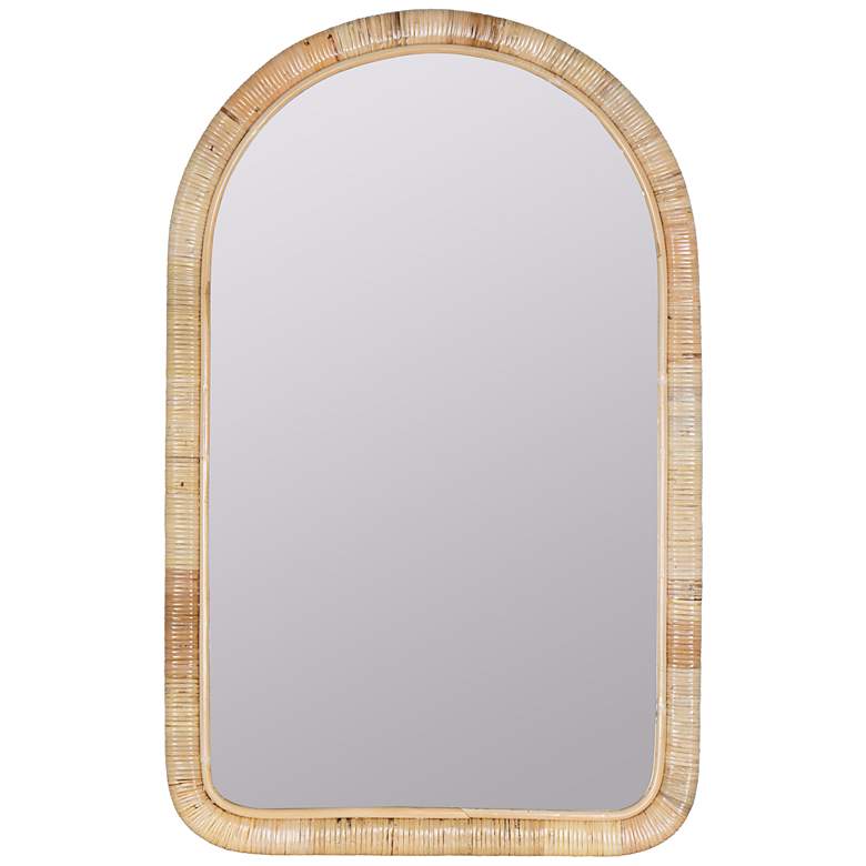 Image 1 Brienne Natural Finish 38" x 24" Rattan Arched Wall Mirror