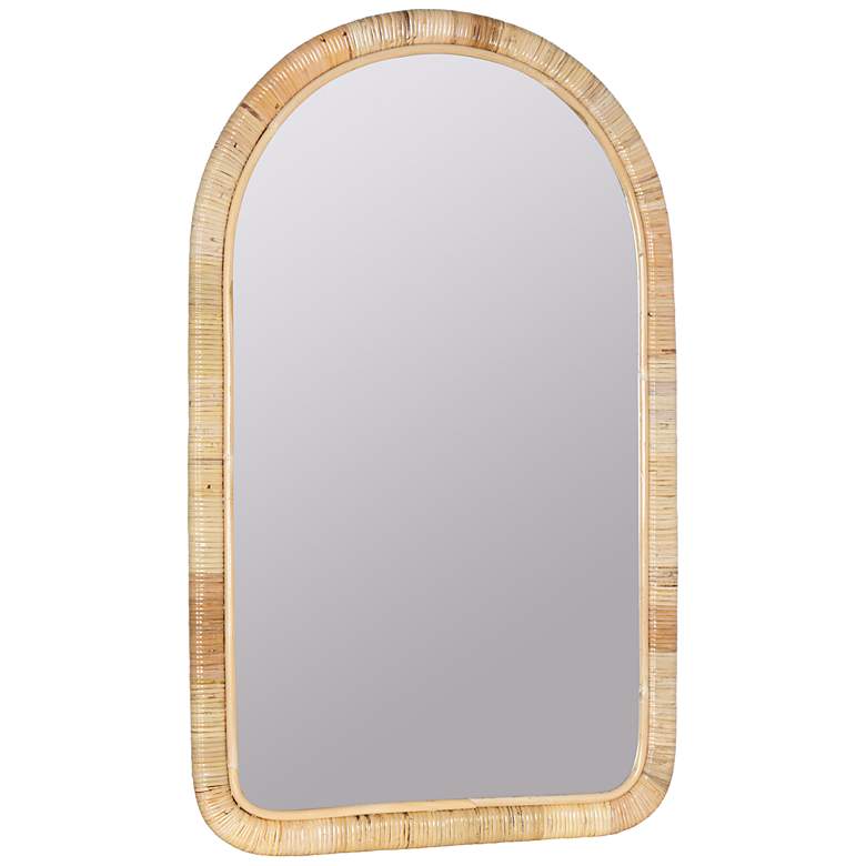 Image 2 Brienne Natural Finish 38" x 24" Rattan Arched Wall Mirror more views