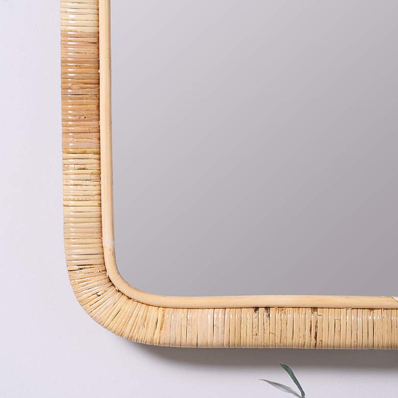 Image 5 Brienne Natural Finish 38" x 24" Rattan Arched Wall Mirror more views