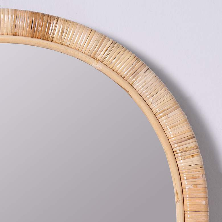 Image 6 Brienne Natural Finish 38" x 24" Rattan Arched Wall Mirror more views