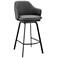 Brigden 26 in. Swivel Barstool in Black Matte Powder Coating Finish, Gray