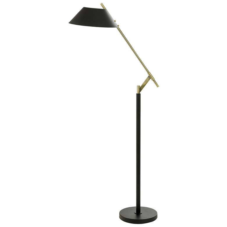 Image 1 Brigg 60" High Matte Black And Aged Brass Floor Lamp
