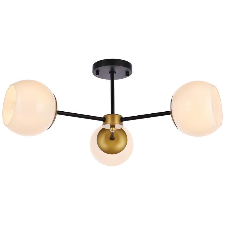 Image 1 Briggs 26 inch Flush Mount In Black And Brass With White Shade