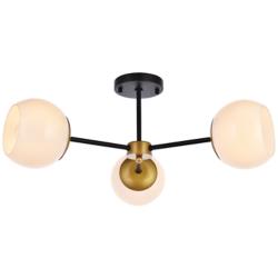 Briggs 26" Flush Mount In Black And Brass With White Shade
