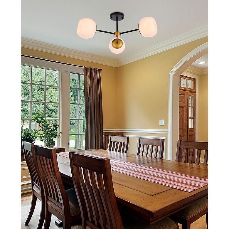 Image 3 Briggs 26" Flush Mount In Black And Brass With White Shade more views