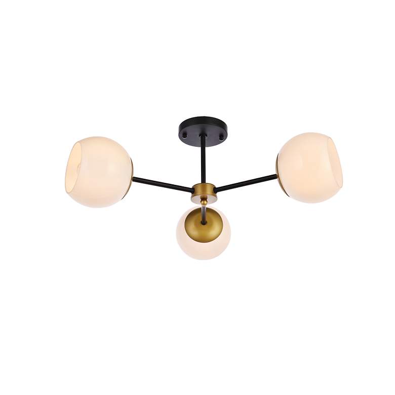 Image 4 Briggs 26" Flush Mount In Black And Brass With White Shade more views