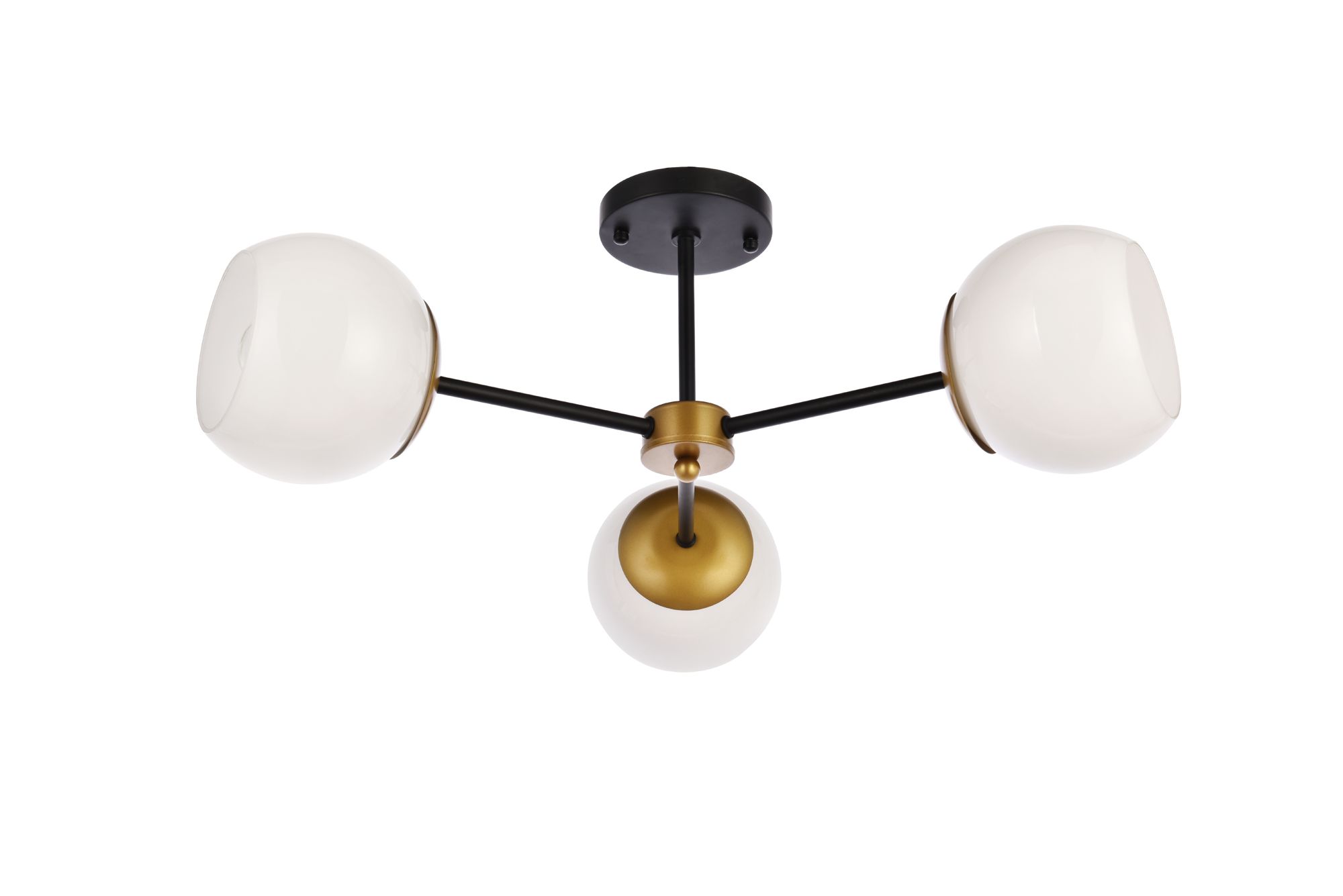 Briggs 26" Flush Mount In Black And Brass With White Shade
