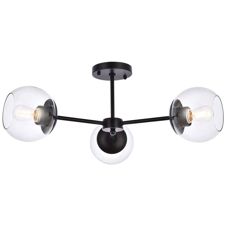 Image 1 Briggs 26 inch Flush Mount In Black With Clear Shade