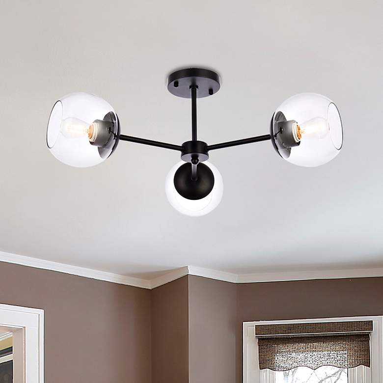 Image 1 Briggs 26" Flush Mount In Black With Clear Shade