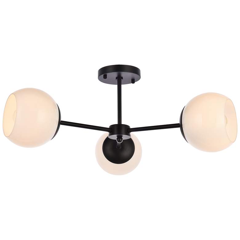 Image 2 Briggs 26" Flush Mount In Black With White Shade