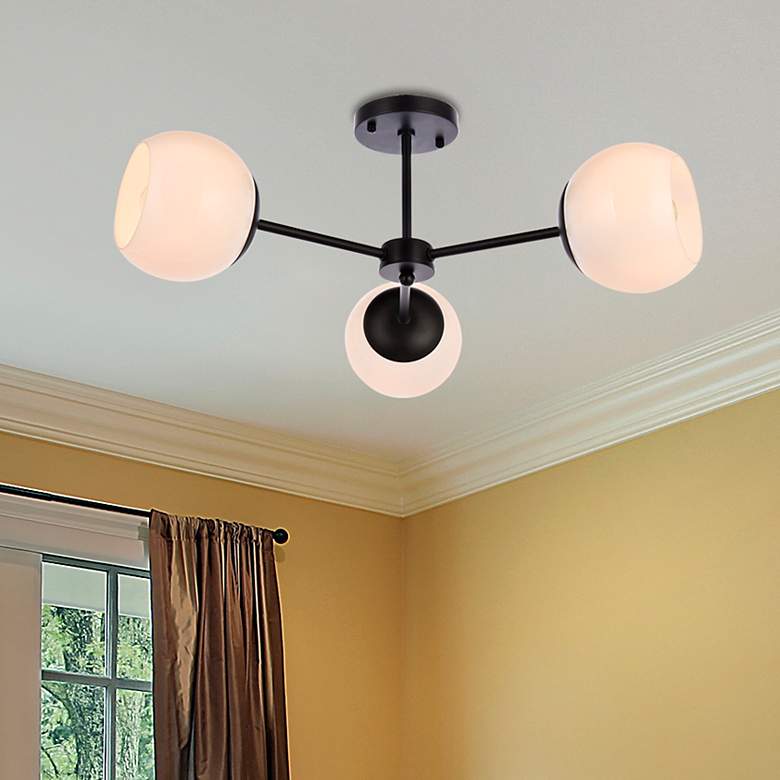 Image 1 Briggs 26" Flush Mount In Black With White Shade
