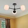 1_Briggs 26" Flush Mount In Black With White Shade