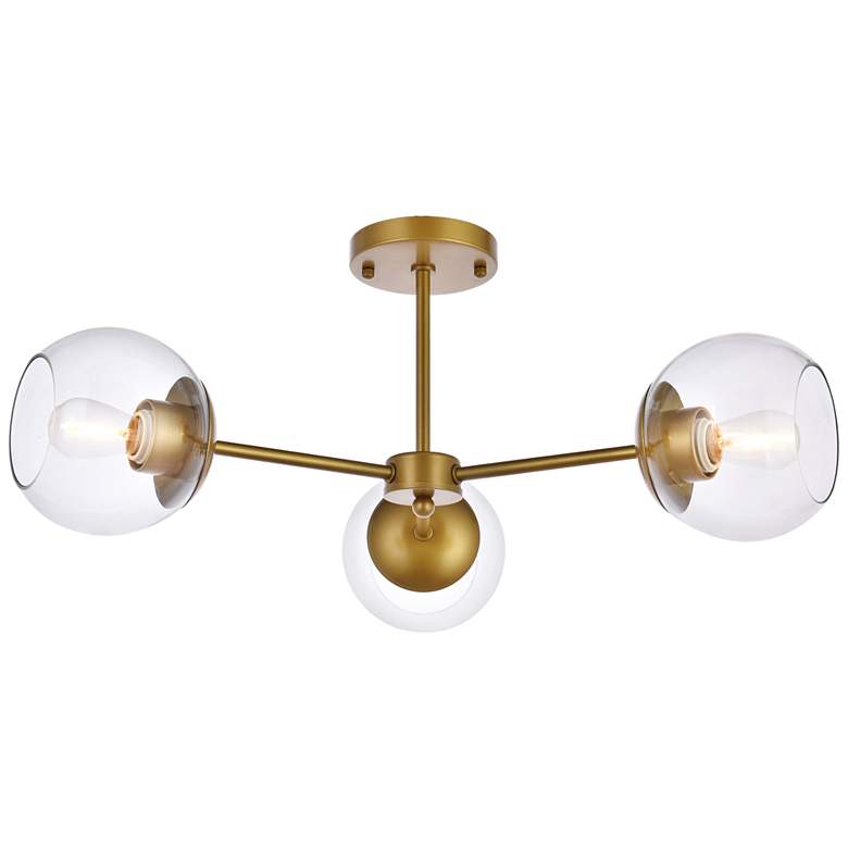 Image 1 Briggs 26 inch Flush Mount In Brass With Clear Shade