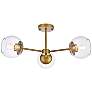 2_Briggs 26" Flush Mount In Brass With Clear Shade