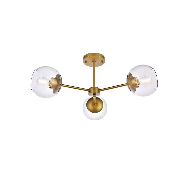 Image 4 Briggs 26" Flush Mount In Brass With Clear Shade more views