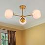 Thumbnail1 of Briggs 26" Flush Mount In Brass With White Shade