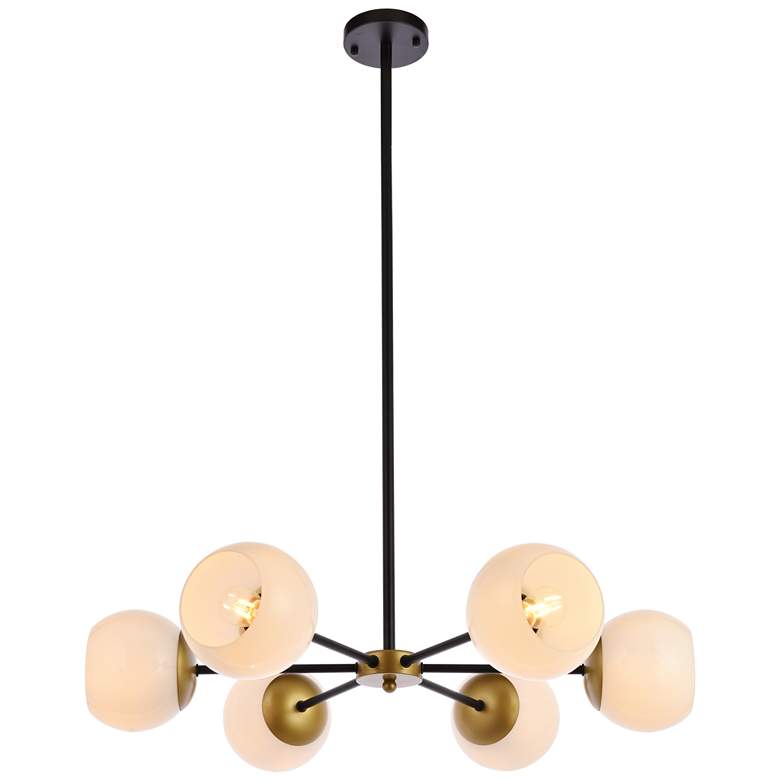Image 1 Briggs 30" Pendant In Black And Brass With White Shade