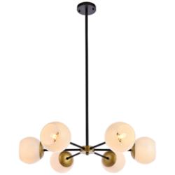 Briggs 30" Pendant In Black And Brass With White Shade