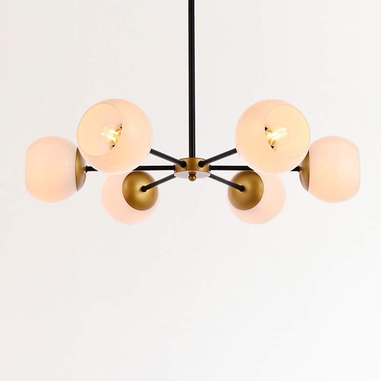 Image 1 Briggs 30" Pendant In Black And Brass With White Shade