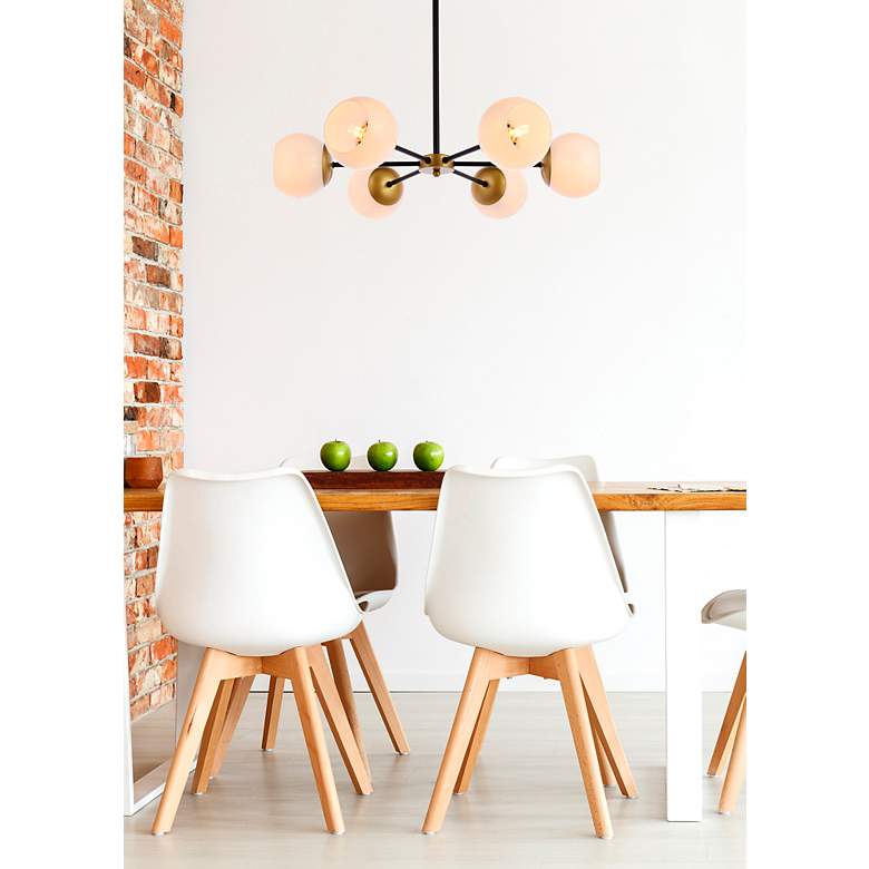 Image 3 Briggs 30" Pendant In Black And Brass With White Shade more views