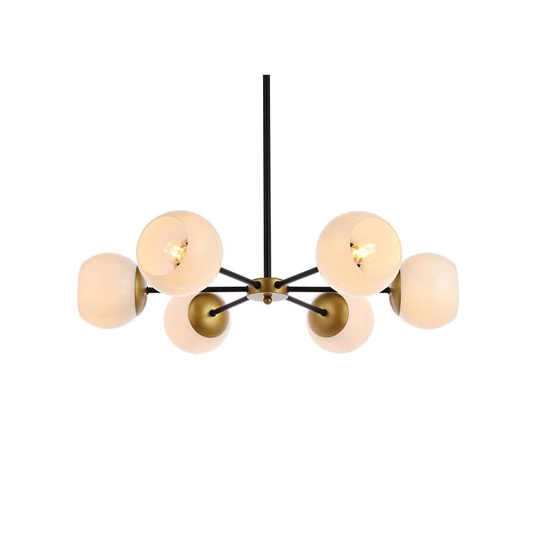 Image 4 Briggs 30" Pendant In Black And Brass With White Shade more views
