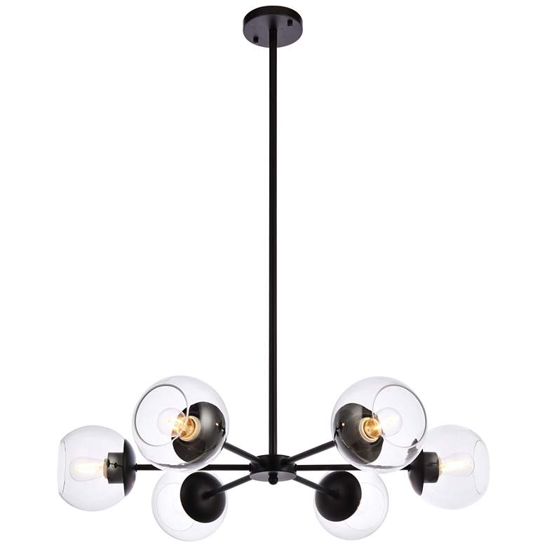 Image 1 Briggs 30 inch Pendant In Black With Clear Shade