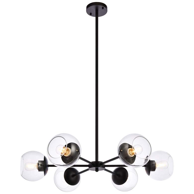 Image 1 Briggs 30" Pendant In Black With Clear Shade