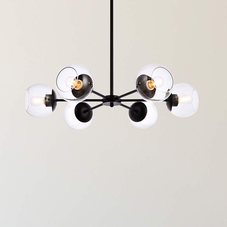 Image 1 Briggs 30" Pendant In Black With Clear Shade
