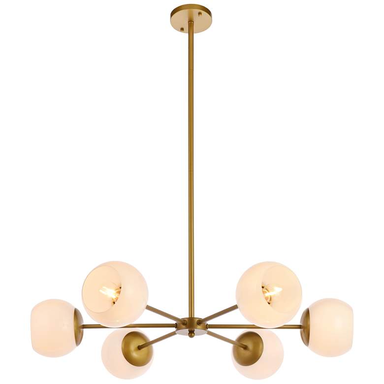 Image 1 Briggs 30" Pendant In Brass With White Shade