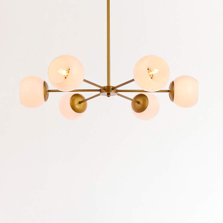 Image 1 Briggs 30" Pendant In Brass With White Shade