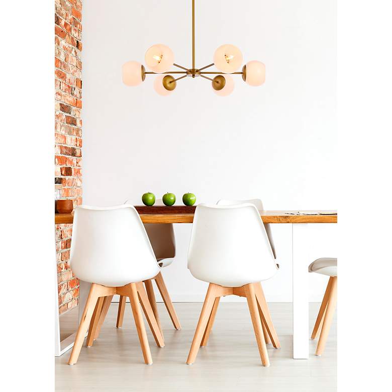 Image 3 Briggs 30" Pendant In Brass With White Shade more views