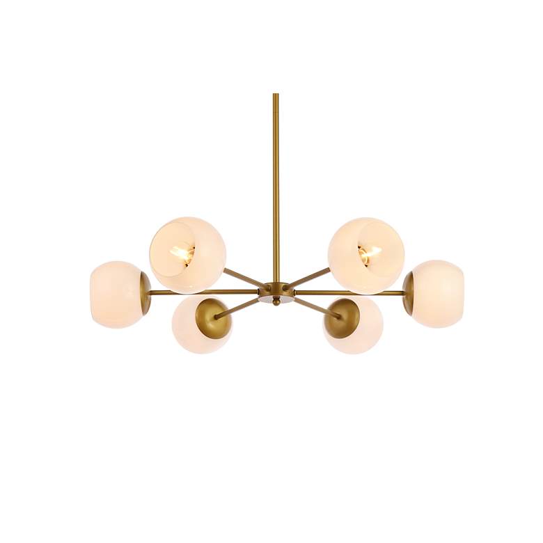 Image 4 Briggs 30" Pendant In Brass With White Shade more views