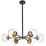 3_Briggs 30" Wide Black Brass Iron 6-Light Globe Pendant