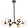 Briggs 30" Wide Black Brass Iron 6-Light Globe Pendant