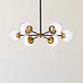 2_Briggs 30" Wide Black Brass Iron 6-Light Globe Pendant