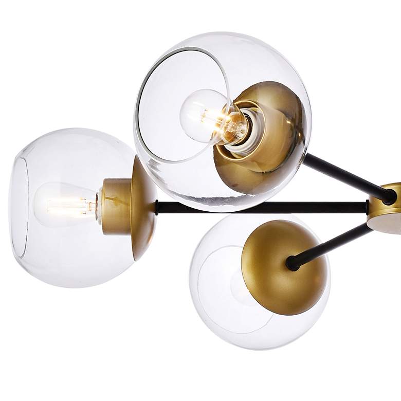 Image 4 Briggs 30" Wide Black Brass Iron 6-Light Globe Pendant more views