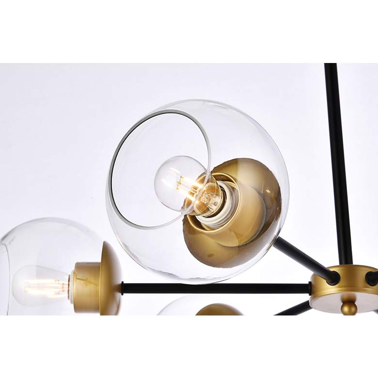 Image 7 Briggs 30" Wide Black Brass Iron 6-Light Globe Pendant more views