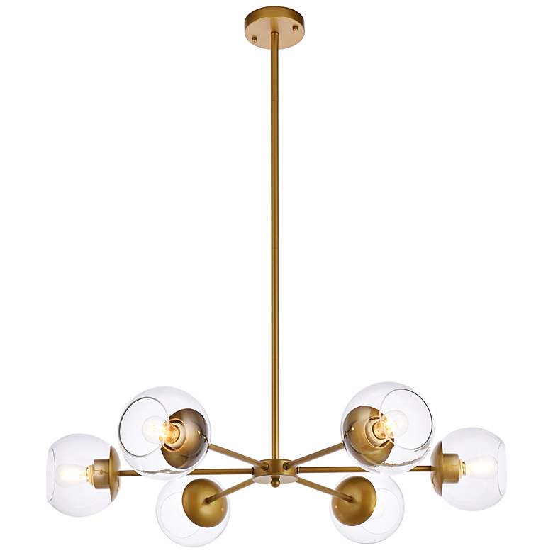 Image 2 Briggs 30" Wide Brass 6-Light Chandelier