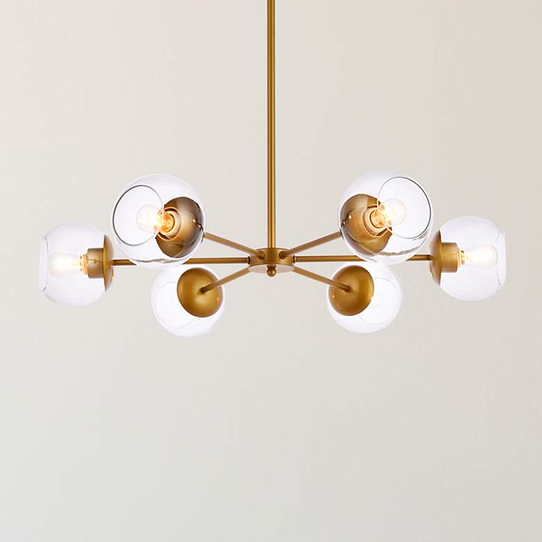 Image 1 Briggs 30" Wide Brass 6-Light Chandelier
