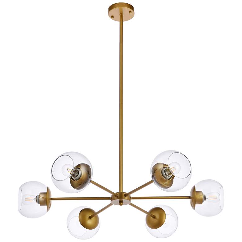 Image 3 Briggs 30" Wide Brass 6-Light Chandelier more views
