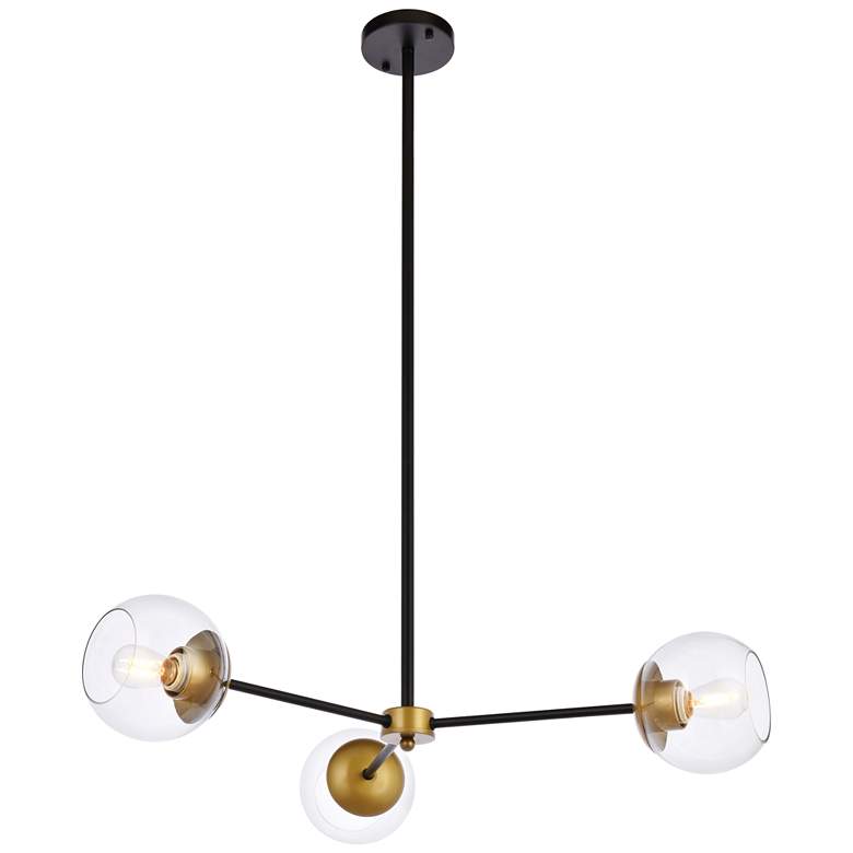 Image 1 Briggs 32 inch Pendant In Black And Brass With Clear Shade