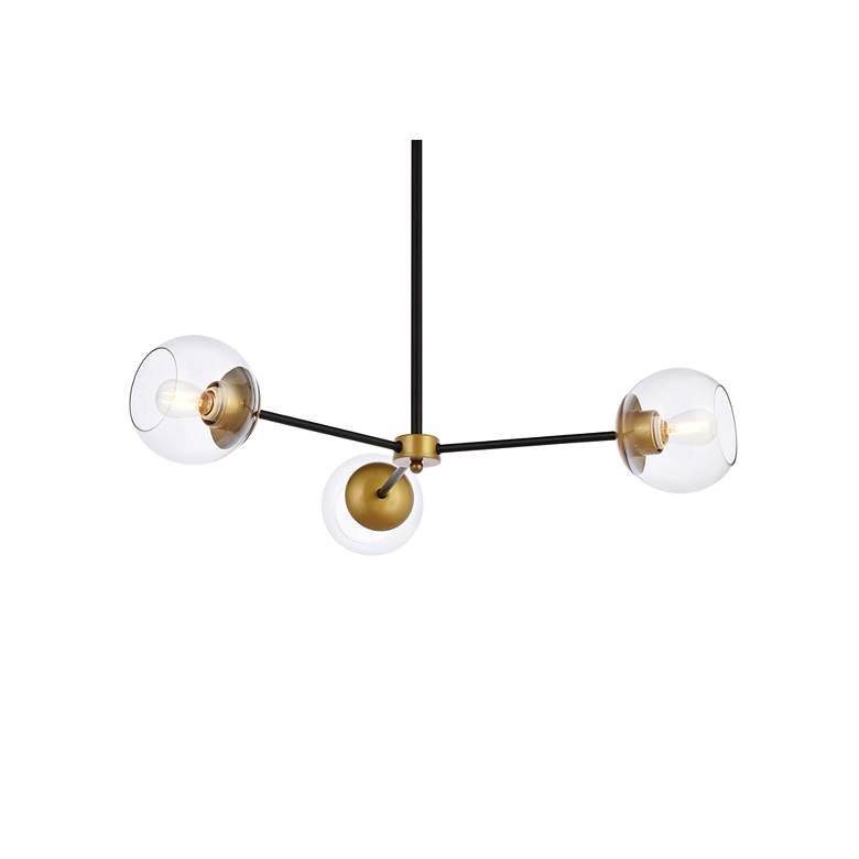 Image 2 Briggs 32" Pendant In Black And Brass With Clear Shade more views