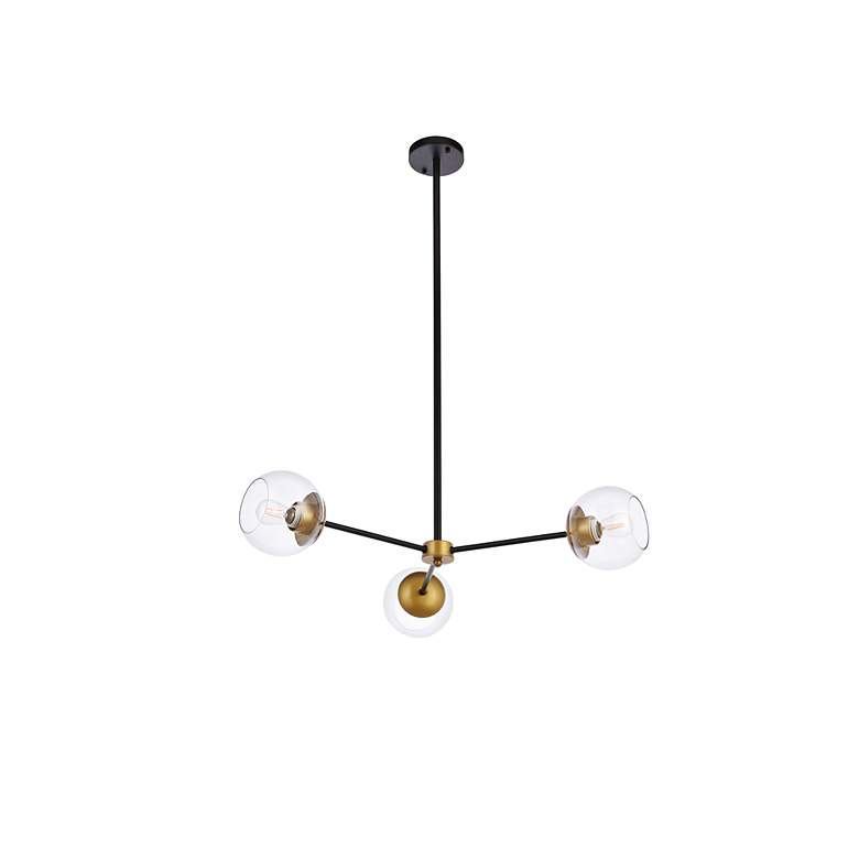 Image 6 Briggs 32" Pendant In Black And Brass With Clear Shade more views