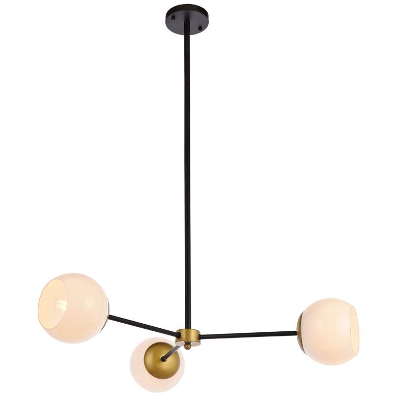 Image 2 Briggs 32" Pendant In Black And Brass With White Shade