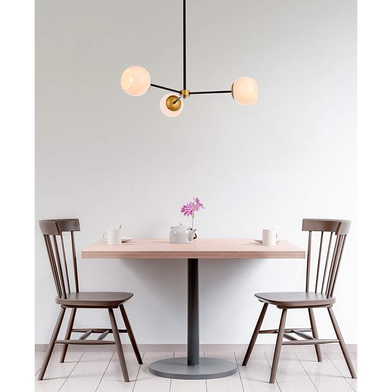Image 3 Briggs 32" Pendant In Black And Brass With White Shade more views