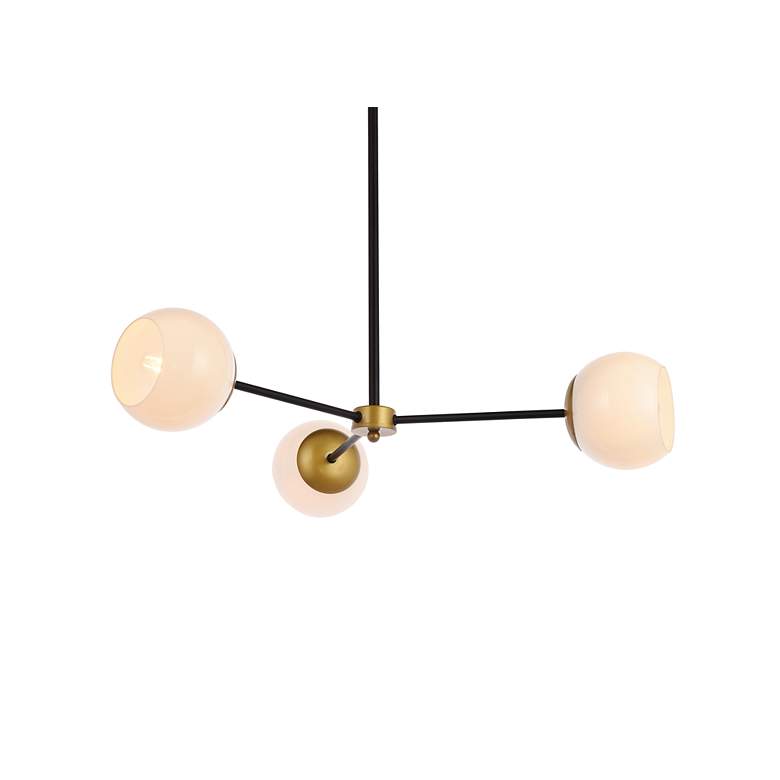 Image 4 Briggs 32" Pendant In Black And Brass With White Shade more views